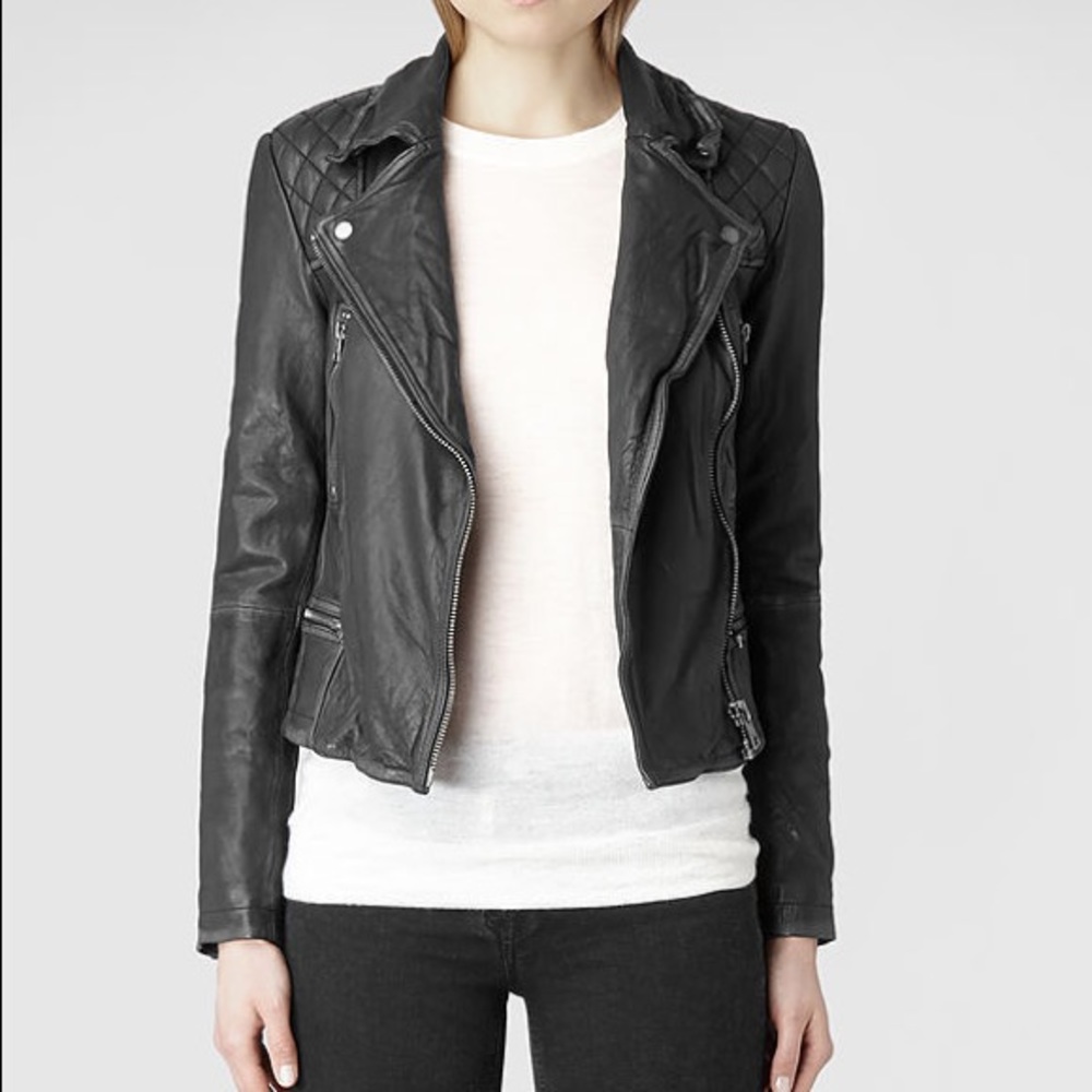 NWOT AllSaints biker leather jacket in Anthracite